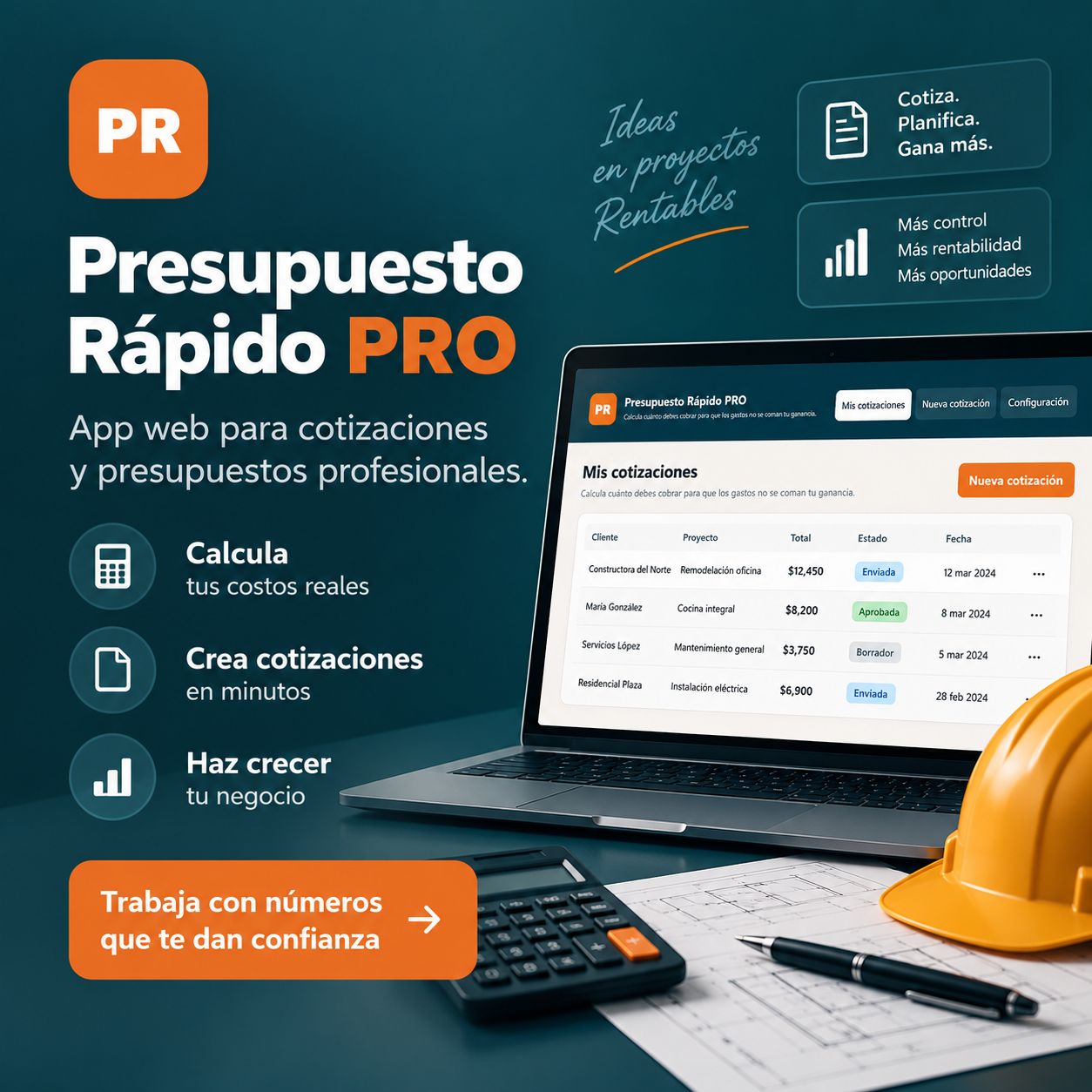 Presupuesto Rápido PRO en computadora